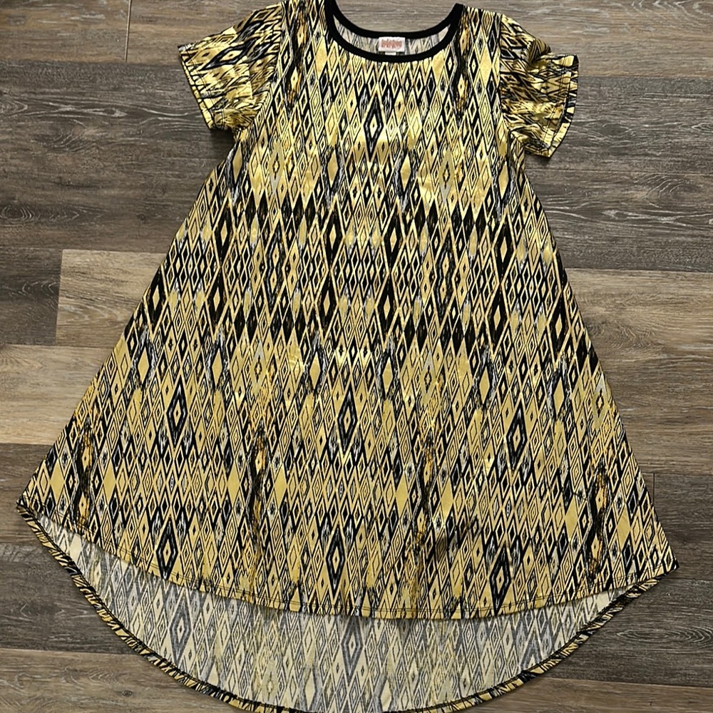 LuLaRoe Black, Yellow, and Gold A-Line Dress